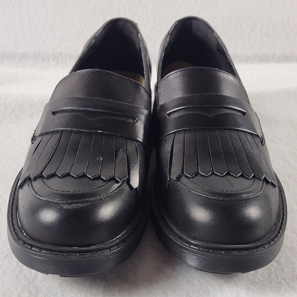 Clarks Orinoco 2 Loafer In Black Hi-shine Leather Chunky Lug Sole Womens 8M - Picture 4 of 8